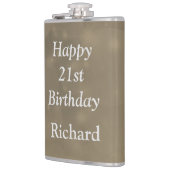 Stylischer Glücklicher 21. Geburtstag Flachmann (Links)