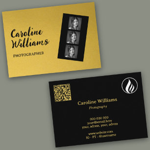 Stylischer Goldfilm-Streifen Fotografie Logo QR-Co Visitenkarte