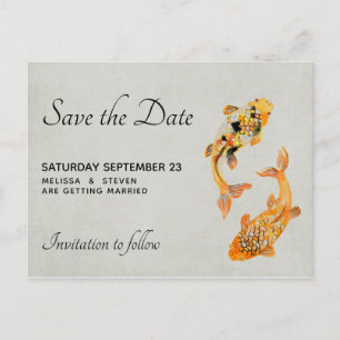 Stylischer Goldkoi-Fisch Save the Date Einladungspostkarte