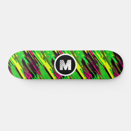 Stylischer Graffiti Paint Splash Custom Monogram N Skateboard (Horizontal)