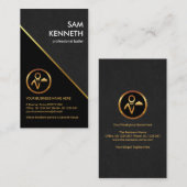 Stylischer Graue Grunge Gold Line Beruflich Butler Visitenkarte (Vorne/Hinten)