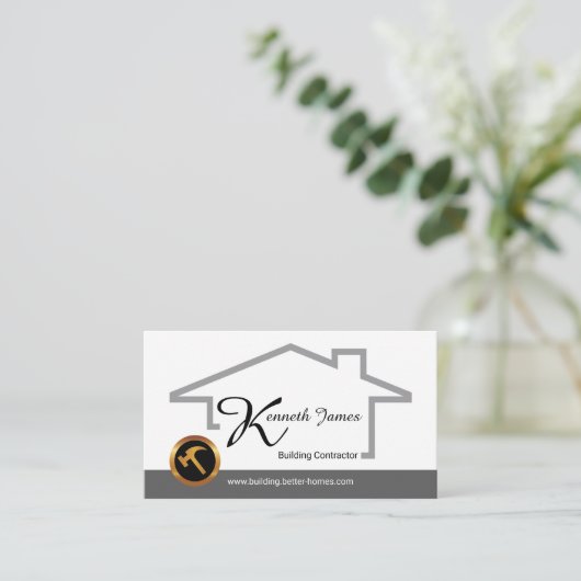 Stylischer Gray Gebäude Frame Construction Builder Visitenkarte (Stehend Vorderseite)