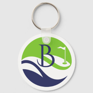 Stylischer grüner Navy-Monogramm-Fairway-Vatertag Schlüsselanhänger