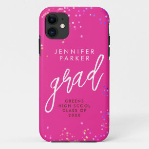 Stylischer heißrosa Absolvent mit moderner weißer Case-Mate iPhone Hülle