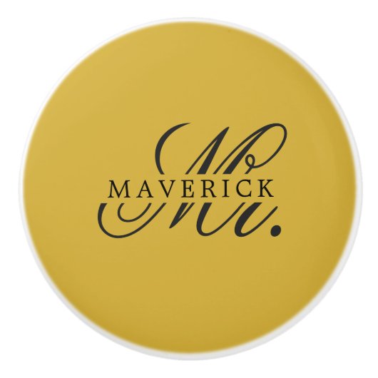 Stylischer Herr & Name Text Stylisch Keramikknauf (Vorderseite)