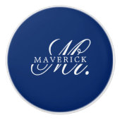 Stylischer Herr und Namensschrift Stylisch Navy Keramikknauf (Vorderseite)