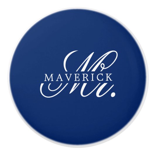 Stylischer Herr und Namensschrift Stylisch Navy Keramikknauf (Vorderseite)