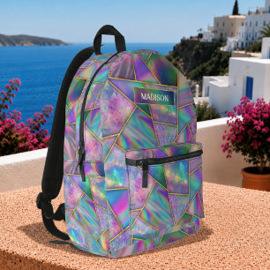 Stylischer holografischer schicker falscher golden bedruckter rucksack