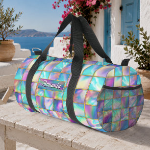 Stylischer holografischer trendiger falscher golde duffle bag