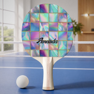 Stylischer holografischer trendiger falscher golde tischtennis schläger