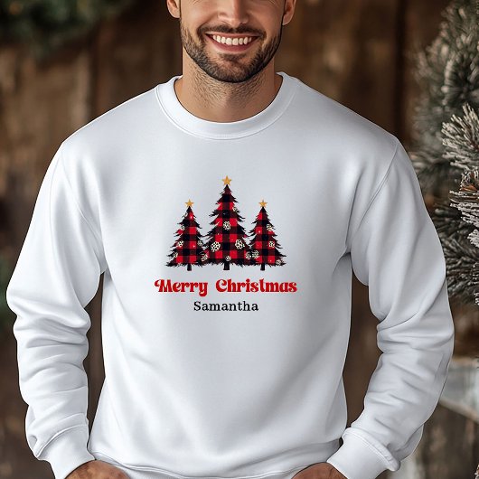Stylischer Karo-Baum-Weihnachtspullover Winter Hoodie