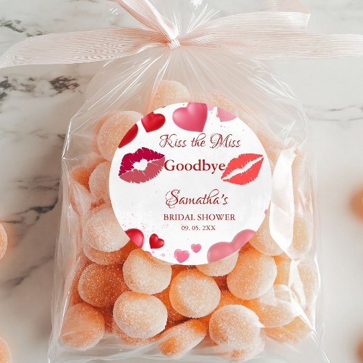 Stylischer  Kuss Abschied von der Brautjungfer Abs Runder Aufkleber