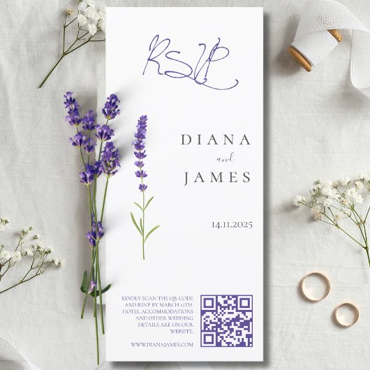 Stylischer Lavender Wedding RSVP QR Code