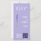 Stylischer Lavender Wedding RSVP QR Code (Vorderseite)