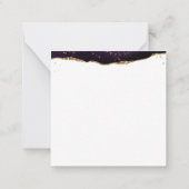 Stylischer Lila Agate Script Monogram Gold Glitzer Mitteilungskarte (Rückseite)