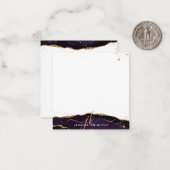Stylischer Lila Agate Script Monogram Gold Glitzer Mitteilungskarte (Vorderseite/Rückseite Beispiel)