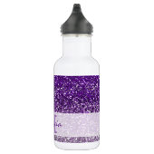 Stylischer Lila Ombre Glitzer Monogram Name Edelstahlflasche (Rechts)