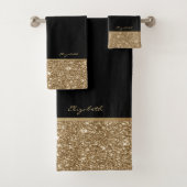 Stylischer Mandala Black,Gold Stripes Glitzer Badhandtuch Set (Insitu)