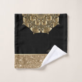 Stylischer Mandala Black,Gold Stripes Glitzer Badhandtuch Set (Waschlappen)