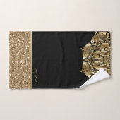 Stylischer Mandala Black,Gold Stripes Glitzer Badhandtuch Set (Handtuch)