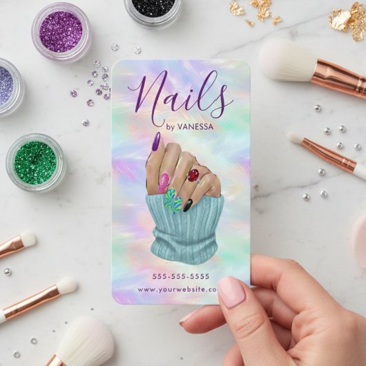Stylischer Maniküre-Künstler Nagelstudio Chic Opal Visitenkarte