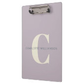 Stylischer Mit Monogramm Name Beruflich Dusty Lila Klemmbrett (Links)
