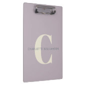 Stylischer Mit Monogramm Name Beruflich Dusty Lila Klemmbrett (Rechts)