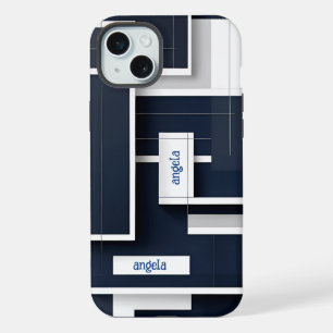 Stylischer moderner abstrakter geometrischer Marin iPhone 15 Plus Hülle