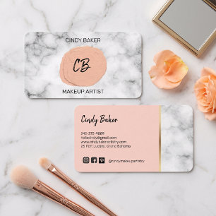 Stylischer moderner weißer Marmor rosa Makeup-Arti Visitenkarte