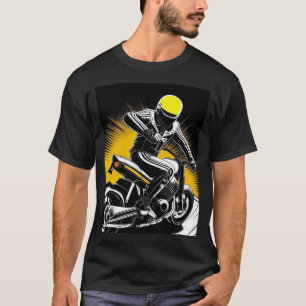 Stylischer Motorradfahrer auf einem Cruiser-Fahrra T-Shirt