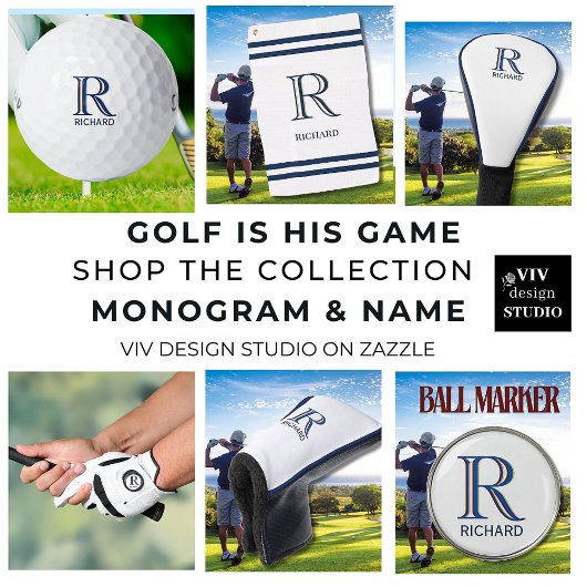 Stylischer Name für Personalisiertes Monogramm Golfhandtuch