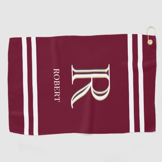 Stylischer Name für Personalisiertes Monogramm in Golfhandtuch (Horizontal)