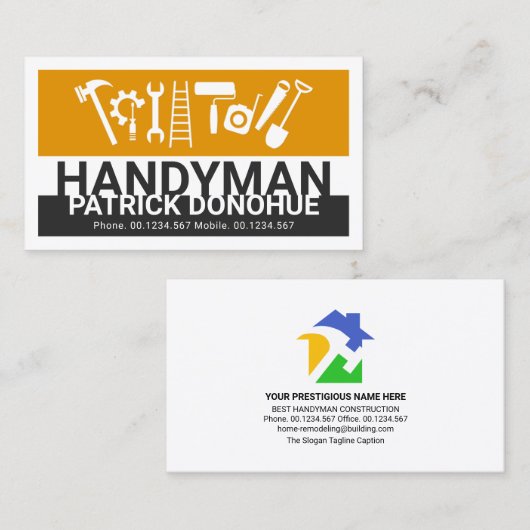 Stylischer Name Handyman Signage Master Builder Visitenkarte (Vorne/Hinten)