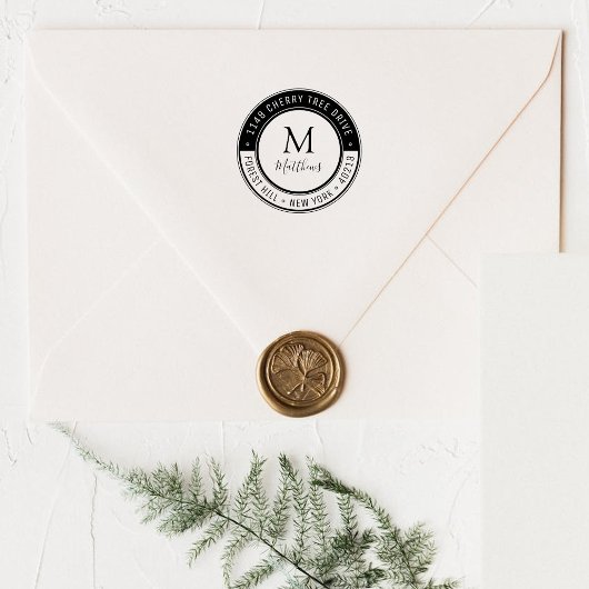 Stylischer Name und Rücksendeadresse für kundenspe Gummistempel