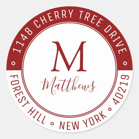 Stylischer Name und Rücksendeadresse für kundenspe Runder Aufkleber (Vorderseite)