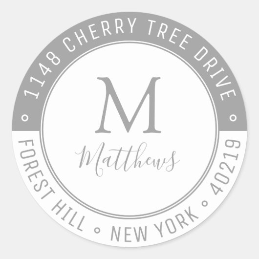 Stylischer Name und Rücksendeadresse für kundenspe Runder Aufkleber (Vorderseite)