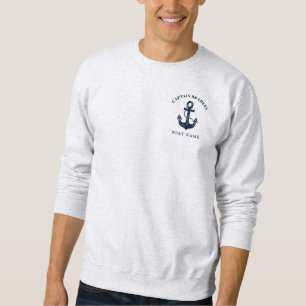 Stylischer nautischer Boot- und Kapitänsname Sweatshirt