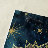 Stylischer Navy Blue Gold Glitzer Custom Sun Manda Strandtuch (Beispiel)
