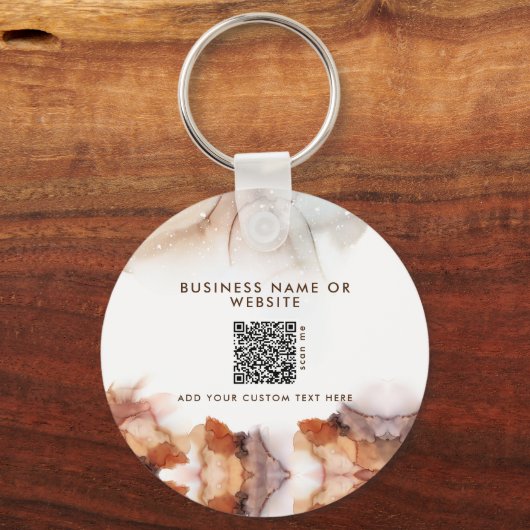 Stylischer Orange Ink Logo & QR Code Company Schlü Schlüsselanhänger (Rückseite)