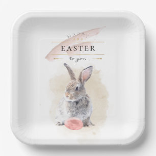 Stylischer Osterhase Frohe Ostern Wasserfarbenku Pappteller