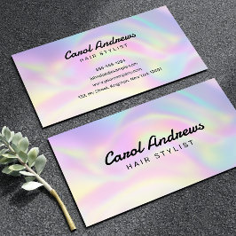 Stylischer Pastel Holographic Friseur Visitenkarte