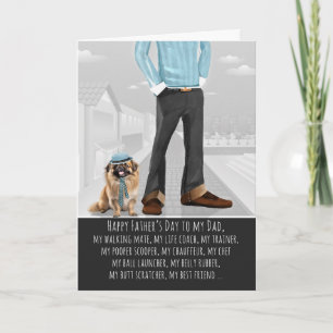 Stylischer Pekingese-Hund und Papa Lustiger Vatert Feiertagskarte