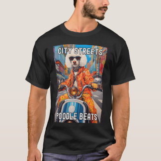 Stylischer Pudel fährt Roller in der Stadt Vintage T-Shirt