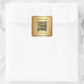 Stylischer QR-Code für Black & Gold Scan Quadratischer Aufkleber (Tasche)