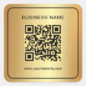 Stylischer QR-Code für Black & Gold Scan Quadratischer Aufkleber (Vorderseite)