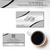 Stylischer QR-Code für silbergraue Linien Visitenkarte