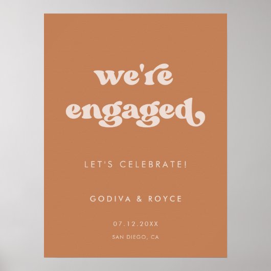 Stylischer Retro-Braunzucker Wir sind verlobt Poster (Vorne)