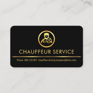 Stylischer Retro-Gold-Chauffeur-Taxifahrer Visitenkarte