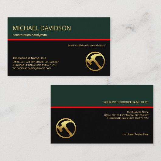 Stylischer Retro Layer Red Line Konstruktionshandy Visitenkarte (Vorne/Hinten)