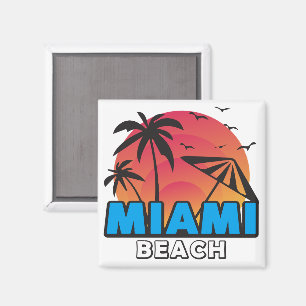 Stylischer Retro-Miami-Beach-Reise Magnet